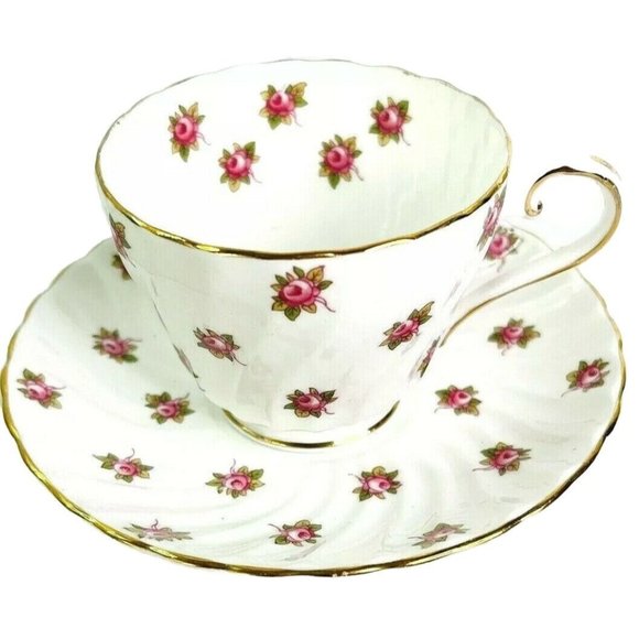 Teacup and Saucer Aynsley Rosebud 1960's English Fine Bone China - Picture 1 of 8